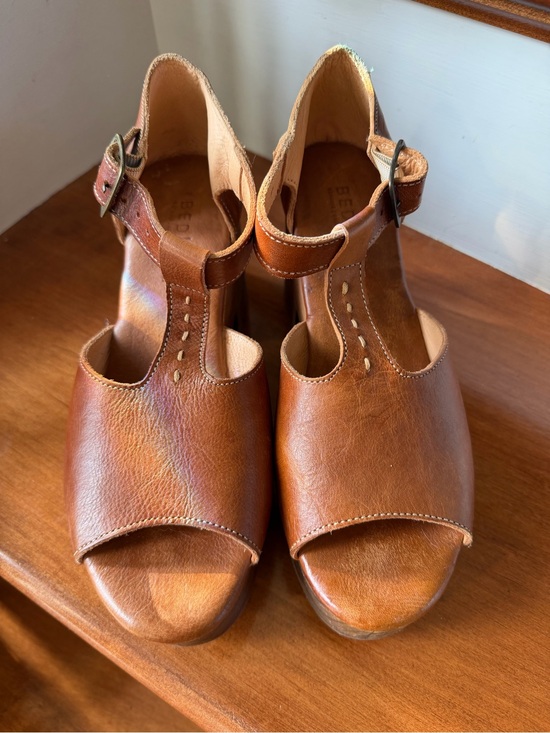 Bed Stu Shoes - Bed|Stu Leather T-Strap Heeled Sandals Cognac Brown Size 9 NWO BoxMade in Mexico